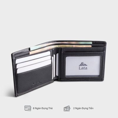 Ví nam da bò Lata ( Thời trang nam gấp 2 dáng ngang - Ví da thật LVN97 )