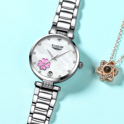 Đồng hồ nữ chính hãng KASSAW K982-2 ,Fullbox, Kính sapphire ,chống xước,chống nước,mặt trắng vỏ trắng, thép không gỉ 316L, Mới 100%,Bảo hành 24 tháng,thiết kế đơn giản,trẻ trung và sang trọng