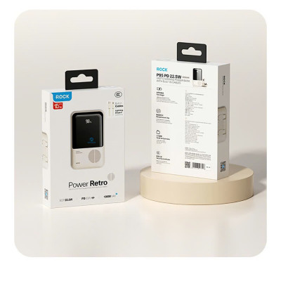 Pin dự phòng sạc nhanh ROCK P95 PD 22.5W 10000mAh có cáp tích hợp , hàng chính hãng bảo hành 1 năm