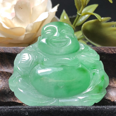 Mặt Phật Di Lặc Cẩm Thạch xanh lí cao cấp