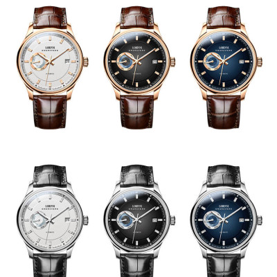 Đồng hồ nam chính hãng Lobinni No.17017-2 BH 24T, Kính sapphire nguyên khối chống xước, chống nước 50m, dây da cao cấp