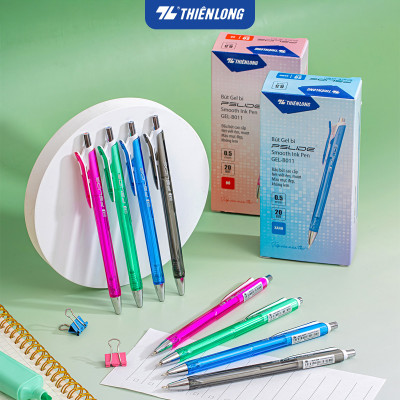 Combo 5/10/20 Bút Gel Thiên Long GEL-B011 ngòi 0,5mm mực xanh đỏ đen kiểu dáng đơn giản có đệm mềm giúp cầm tay êm