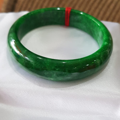 Vòng Tay Đá cẩm thạch Bản HEST I 52mm Xanh Sơn Thủy Đậm bóng đẹp Size 52mm x cao 13mm x dầy 7mm Nữ mệnh Thủy Mộc 51kg - 55kg đeo ạ