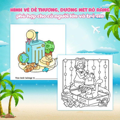 Sách - Girl Holiday - Traveling Diary Coloring Book