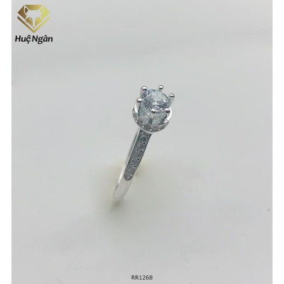 Nhẫn bạc 925 Huệ Ngân - 6 chấu viền đá RYR140115 (li tay nhỏ)