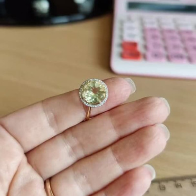 Nhẫn Vàng 14K Đính Đá Citrine và 38 Viên Kim Cương Tấm - MOON Jewelry