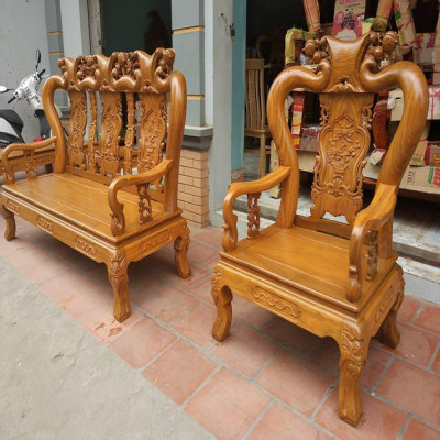 Bộ bàn ghế Minh Quốc Đào gỗ Lim Đánh Véc Ni