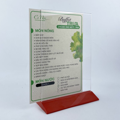 Kệ mica 2 mặt Enter E23 210x300mm đế màu A4 đứng, Kệ menu nhà hàng, Standee mica để bàn, Bảng quét mã QR Code