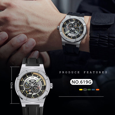 Đồng hồ nam chính hãng IW CARNIVAL IW619G-5 Kính sapphire ,chống xước,Chống nước 50m ,Bảo hành 24 tháng,Máy cơ (Automatic),Dây cao su cao cấp,thiết kế lộ cơ thể thao