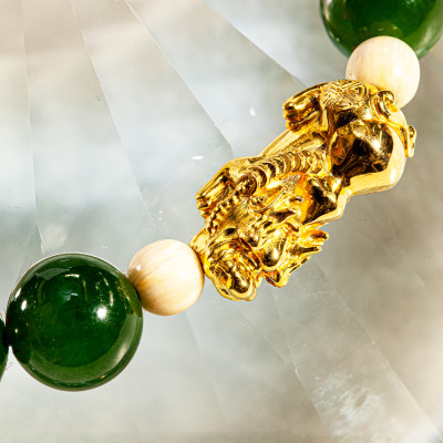 Vòng Tay Phong Thủy Ngọc Bích Canada (Phât Ngọc) VIP 7A Thiên Nhiên Mix Tỳ Hưu Cho Mạng Mộc - Hỏa