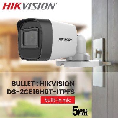 Camera analog TVI 5MP Hikvision DS-2CE16H0T-ITPFS tích hợp mic thu âm - Hàng chính hãng
