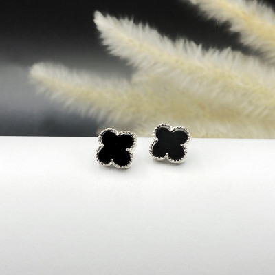 Hoa Tai, Bông Tai Bạc 925 Cỏ 4 Lá May Mắn Bạc Hiểu Minh HT382