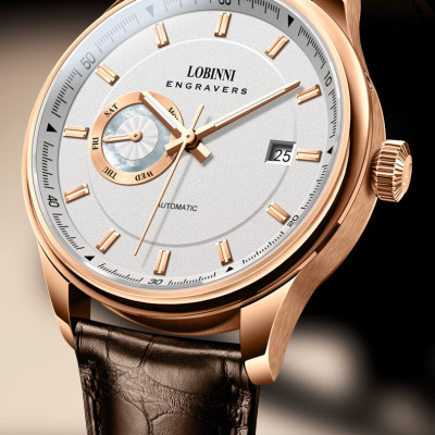 Đồng hồ nam chính hãng Lobinni No.17017-2 BH 24T, Kính sapphire nguyên khối chống xước, chống nước 50m, dây da cao cấp