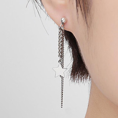 Bông tai ba chuỗi xích thả chân sao năm cánh cá tính