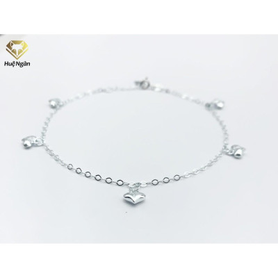 Lắc chân bạc Ý 925 Huệ Ngân - Tim phồng xinh xắn JL003