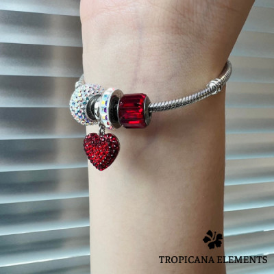 Vòng Tay Tropicana Phối Charm Swarovski Pha Lê Màu Đỏ Ánh Lấp Lánh