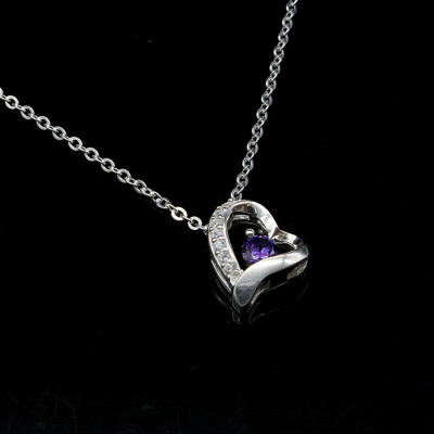 Dây Và Mặt Dây Chuyền Bạc Hiểu Minh DMD323 trái tim màu tím bạc ta