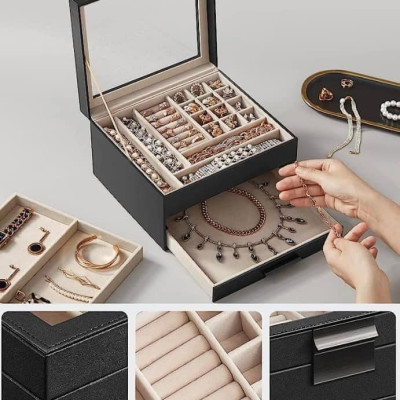  HỘP ĐỰNG TRANG SỨC, KÍNH MẮT… CÓ NẮP KÍNH CỦA SONGMICS ĐỨC Hàng chính hãng