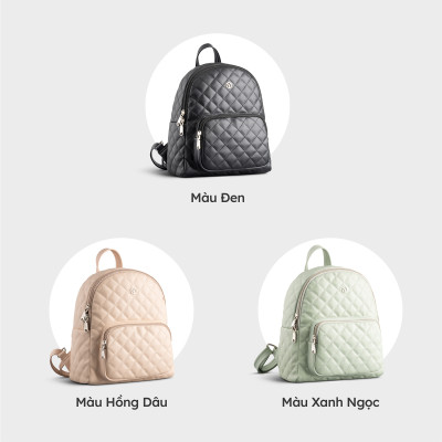 Balo Yuumy ( Thời trang nữ họa tiết hình thoi cỡ trung - Balo da Seasand YBA93 )