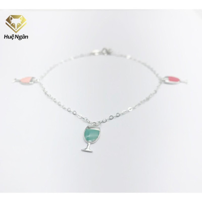 Lắc chân bạc Ý 925 Huệ Ngân-Chiếc Cốc Thủy Tinh JL030