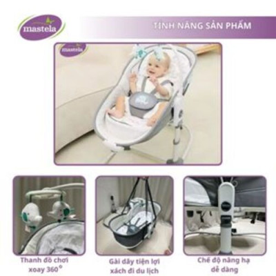 Nôi rung đa năng - bập bênh - nôi xách tay - giường ngủ chung - Mastela 6 trong 1 (từ sơ sinh đến 36 tháng)  8037 - 8039