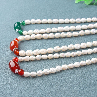 Combo Vòng đeo cổ Ngọc Trai tự nhiên, Đính Đá Thạch Anh, Kèm Bản PHOTOCOPY Giấy GIÁM ĐỊNH, Hộp Gấm lót Nhung, Nỉ