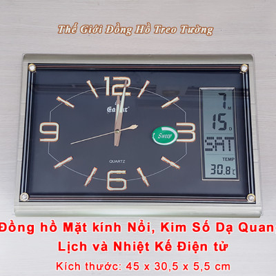 Đồng Hồ Cao Cấp EASTAR Có DẠ QUANG & LỊCH và NHIỆT KẾ ĐIỆN TỬ - Máy KIM TRÔI - Tặng Pin Maxell - Decor Trang Trí Nhà - BH 1 Năm