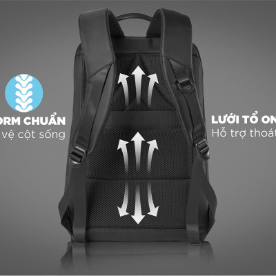 Balo laptop KINGBAG KRATOS 15” thời trang, mỏng nhẹ, bảo vệ CỘT SỐNG, trượt nước, ngăn chống trộm - Hàng chính hãng