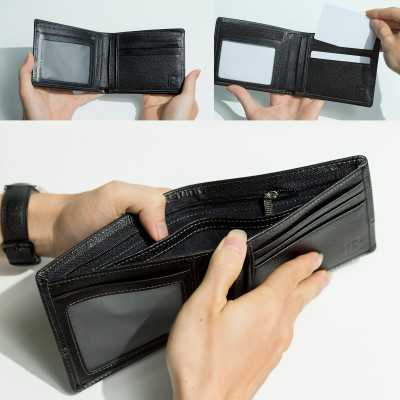 Ví nam da taiga phối da nappa cao cấp V142 - Bụi leather