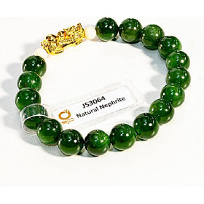 Vòng Tay Phong Thủy Ngọc Bích Canada (Phât Ngọc) VIP 7A Thiên Nhiên Mix Tỳ Hưu Cho Mạng Mộc - Hỏa