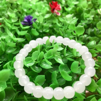 Vòng Tay Phong Thủy May Mắn Đá Ngọc Hoà Điền TRẮNG Tự Nhiên  Size 8mm Màu Trắng Ngọc bóng đẹp  Nữ mệnh Kim mệnh Thủy ạ