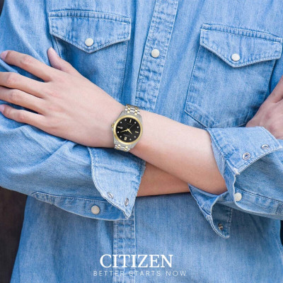 Đồng Hồ Nam Citizen Đính Kim Cương Dây Kim Loại Máy Eco-Drive BM7107-50E - Mặt Đen (Sapphire)