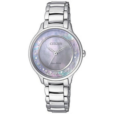 Đồng Hồ Nữ Citizen Đính Kim Cương Dây Thép Không Gỉ EM0380-65D - Mặt Xà Cừ (Sapphire)