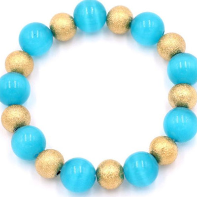 Vòng tay phong thủy - đá mắt mèo xanh ngọc 12 ly VMEXNHVM1 - hợp mệnh Thủy, mệnh Mộc