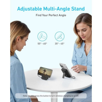 Sạc dự phòng từ tính Anker Zolo 10.000mAh 1 cổng USB-C (tích hợp sẵn cáp)+ Sạc không dây chuẩn Qi, Tối đa 30W- A1685 - Hàng Chính Hãng