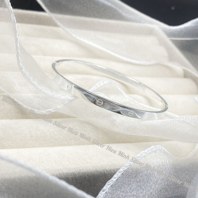 Lắc Tay Nữ Bạc Ta Nguyên Chất S99 Tròn Trơn Sang Trọng BẠC HIỂU MINH LTU631