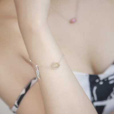 Vòng Tay Phong Thủy Thạch Anh Tóc Vàng Thiên Nhiên mix Bạc 925, Mạng Thổ - Kim, Món Qùa Trang Sức  Phong Thủy May Mắn Ý Nghĩa  LT002 BlackMount