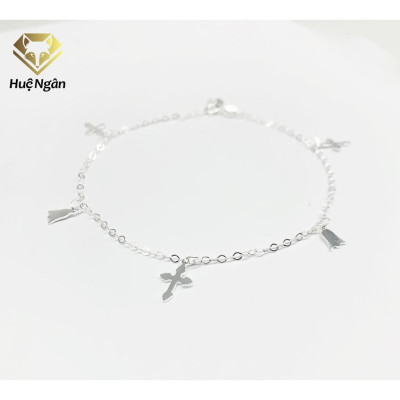 Lắc chân bạc Ý 925 Huệ Ngân - Thánh Giá và Chuông BJ8