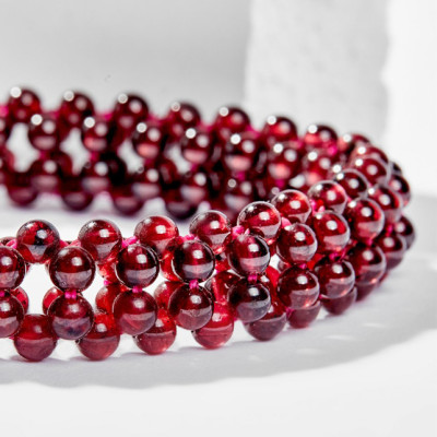 Vòng Tay Phong Thủy Nữ Đá Garnet Kết Mini (4mm) Mệnh Hỏa, Thổ Ngọc Quý Gemstones