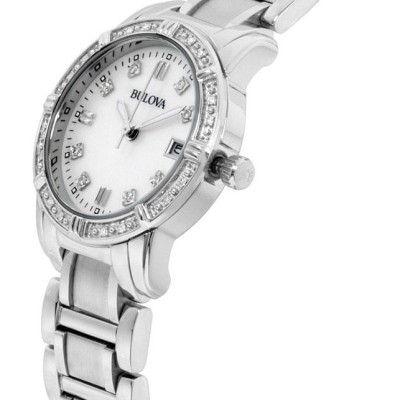 Đồng Hồ Nữ Bulova Đính Kim Cương Dây Thép Không Gỉ 96R105 - Mặt Xà Cừ