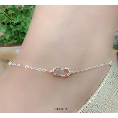 Lắc chân bạc Ý 925 Huệ Ngân - Tim xinh đính đá RYBJ50041