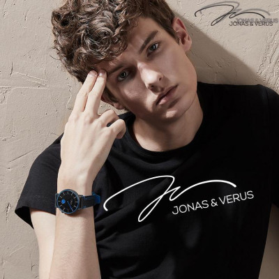 Đồng hồ đeo tay Nam hiệu JONAS & VERUS D41.10.BBLBL , Máy Pin (Quartz), Kính sapphire chống trầy xước, Dây da Italy