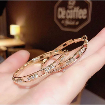 Earrings nữ đeo tai dáng vòng tròn to kim loại