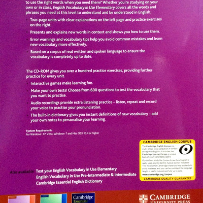 English Vocabulary in Use: Elementary Book with Answers Reprint Edition: Vocabulary Reference and Practice (CD-ROM)