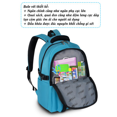 Balo trung học nhiều ngăn tiện lợi Xbags Sea ​​Blue Xb 3201