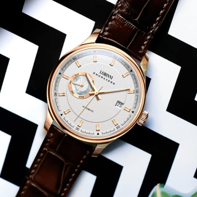 Đồng hồ nam chính hãng Lobinni No.17017-2 BH 24T, Kính sapphire nguyên khối chống xước, chống nước 50m, dây da cao cấp