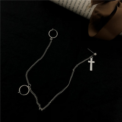 Bông tai unisex dáng dây chuyền ba chỗ đeo ngầu bá cháy