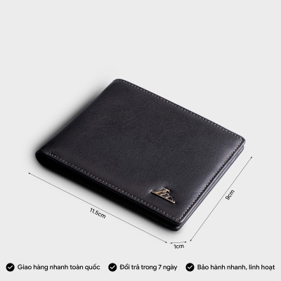 Ví nam da bò Lata ( Thời trang nam gấp 2 dáng ngang - Ví da thật LVN97 )