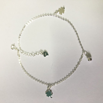 Lắc chân bạc 925 bạc xinh Huệ Ngân - Cỏ bốn lá và chuông RYBJ50040