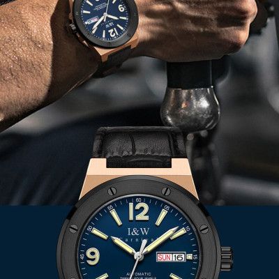 Đồng hồ nam chính hãng IW CARNIVAL IW589G-2 Kính sapphire ,chống xước,Chống nước ,Bảo hành 24 tháng,Máy cơ (Automatic),Dây da cao cấp,thiết kế lộ cơ thể thao